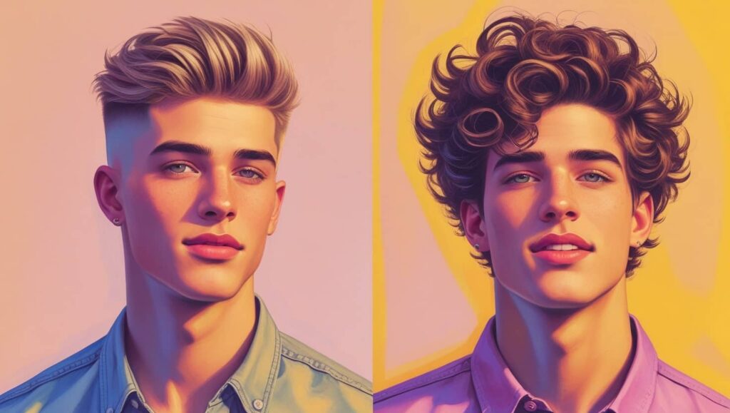Side-by-side photo of two young men one with the classic Edgar fade