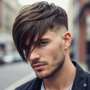 Angled Fringe haircut style men